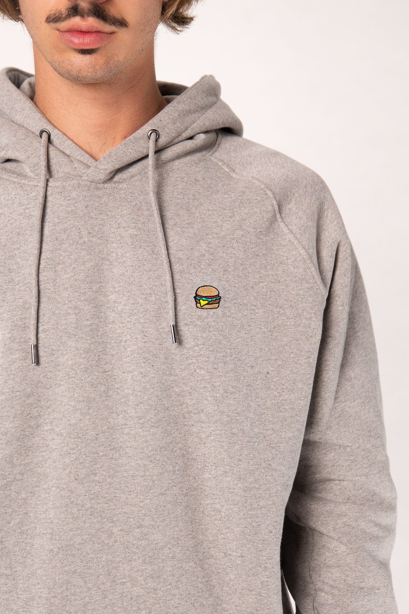 Burger | Bestickter Bio-Baumwoll Männer Hoodie