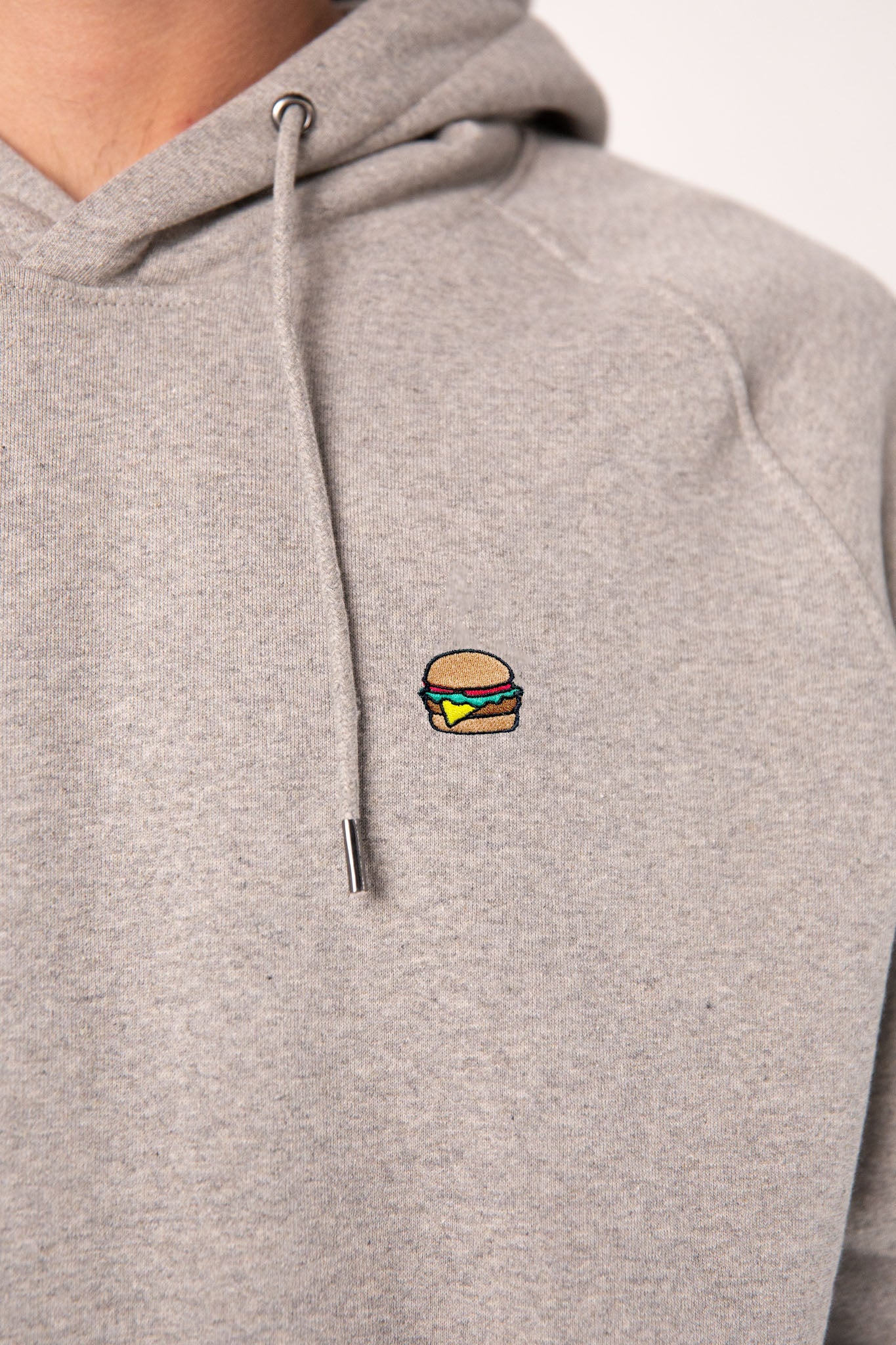 Burger | Bestickter Bio-Baumwoll Männer Hoodie