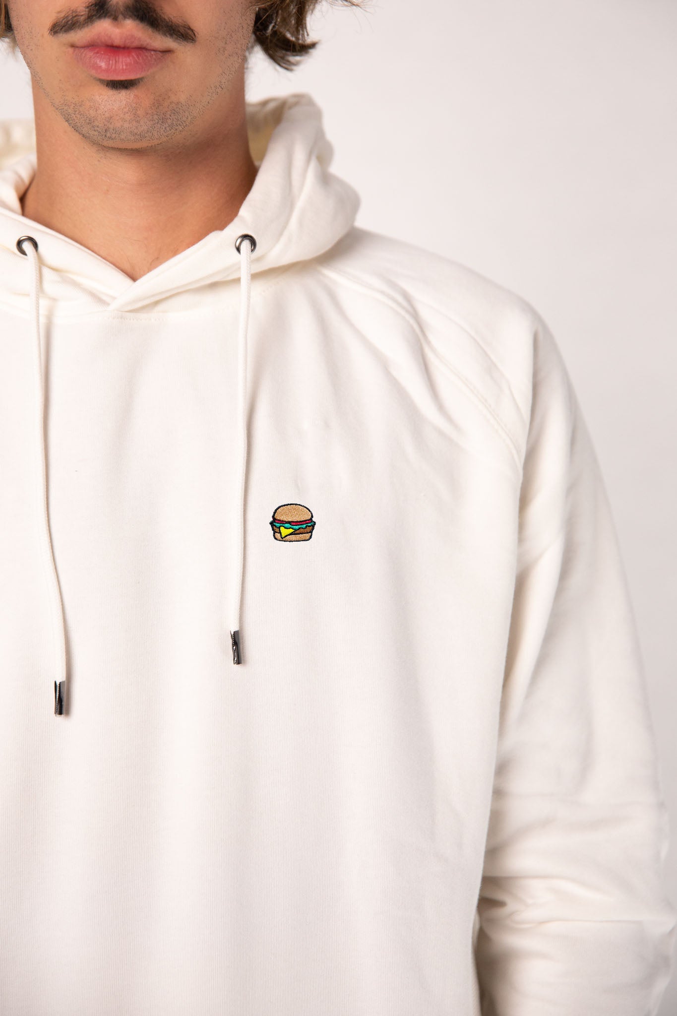 Burger | Bestickter Bio-Baumwoll Männer Hoodie