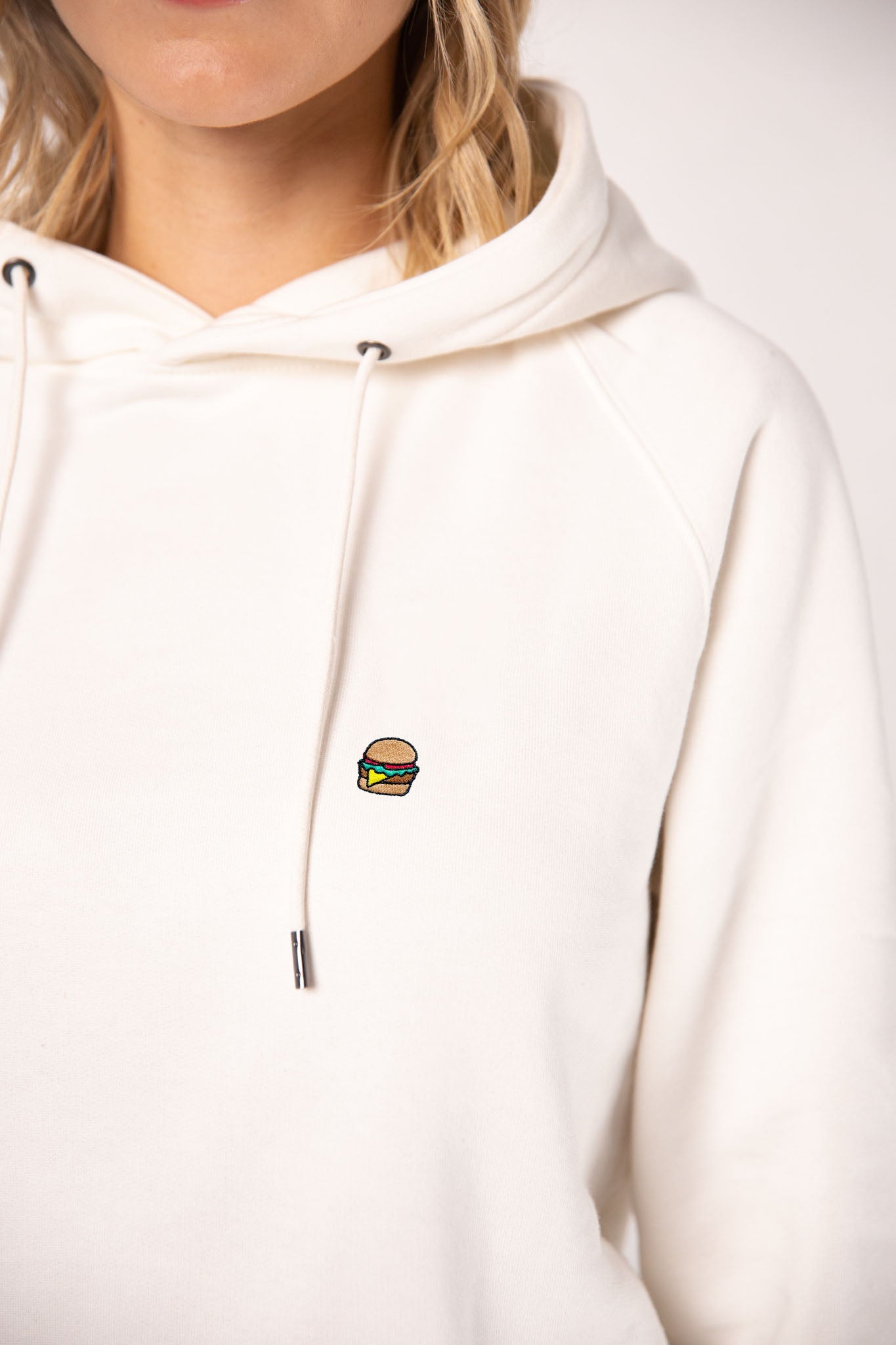 Burger | Bestickter Bio-Baumwoll Frauen Hoodie