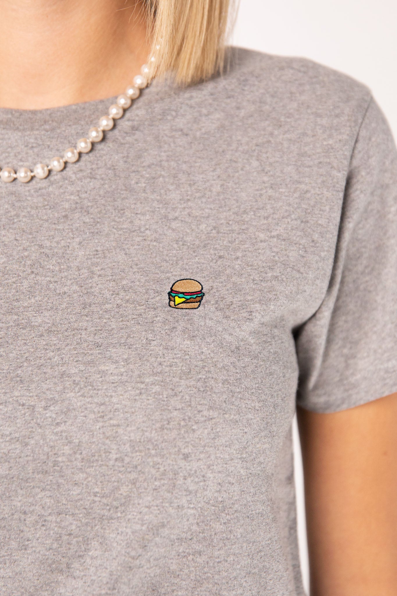 Burger | Besticktes Frauen Oversized Bio Baumwoll T-Shirt