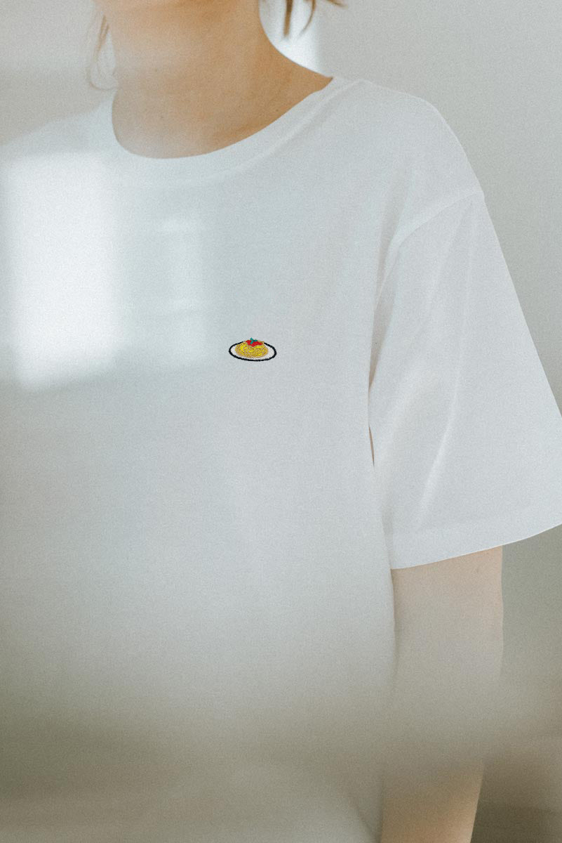 Pasta | Besticktes Frauen Oversized Bio Baumwoll T-Shirt