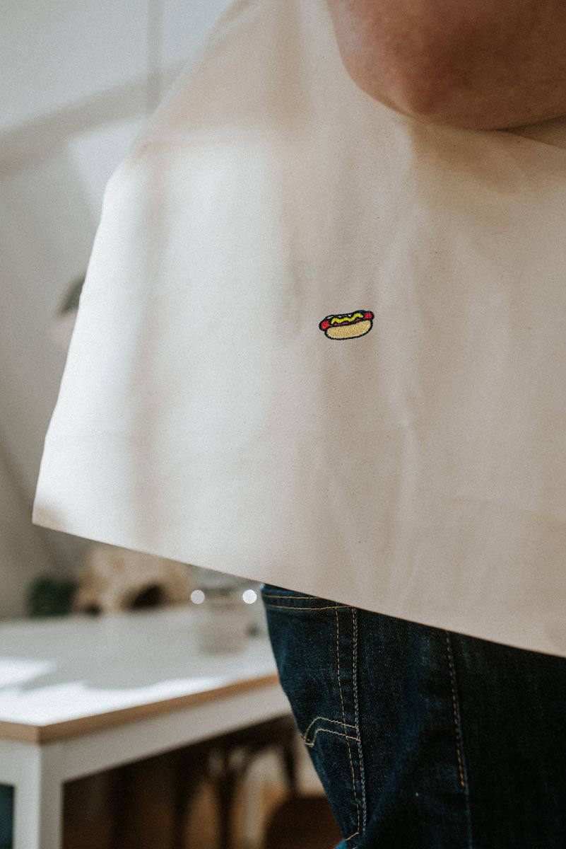 Hot Dog | Bestickte Bio Baumwoll Tasche