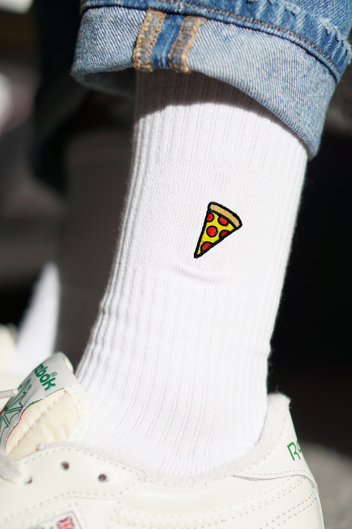 Pizza | Bestickte Bio Baumwoll Socken