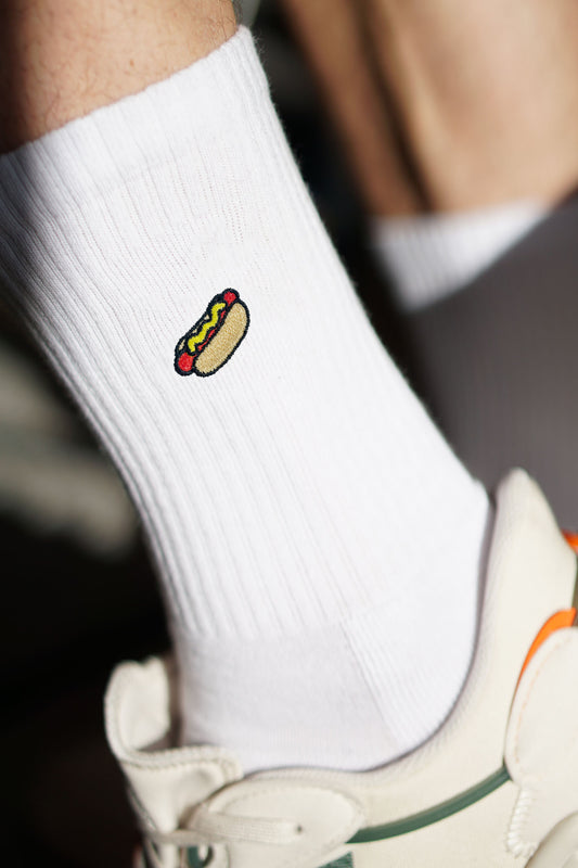 Hot Dog | Bestickte Bio Baumwoll Socken