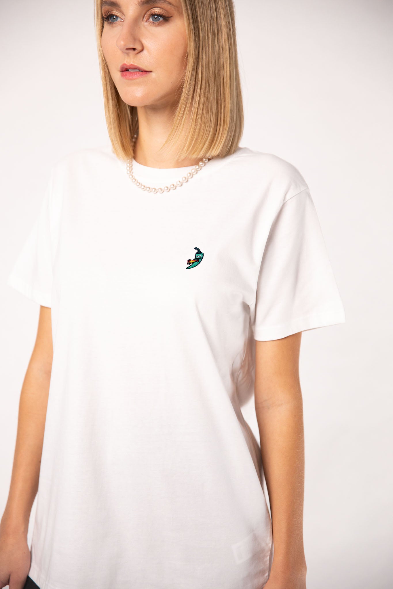 Jalapeno | Besticktes Frauen Oversized Bio Baumwoll T-Shirt
