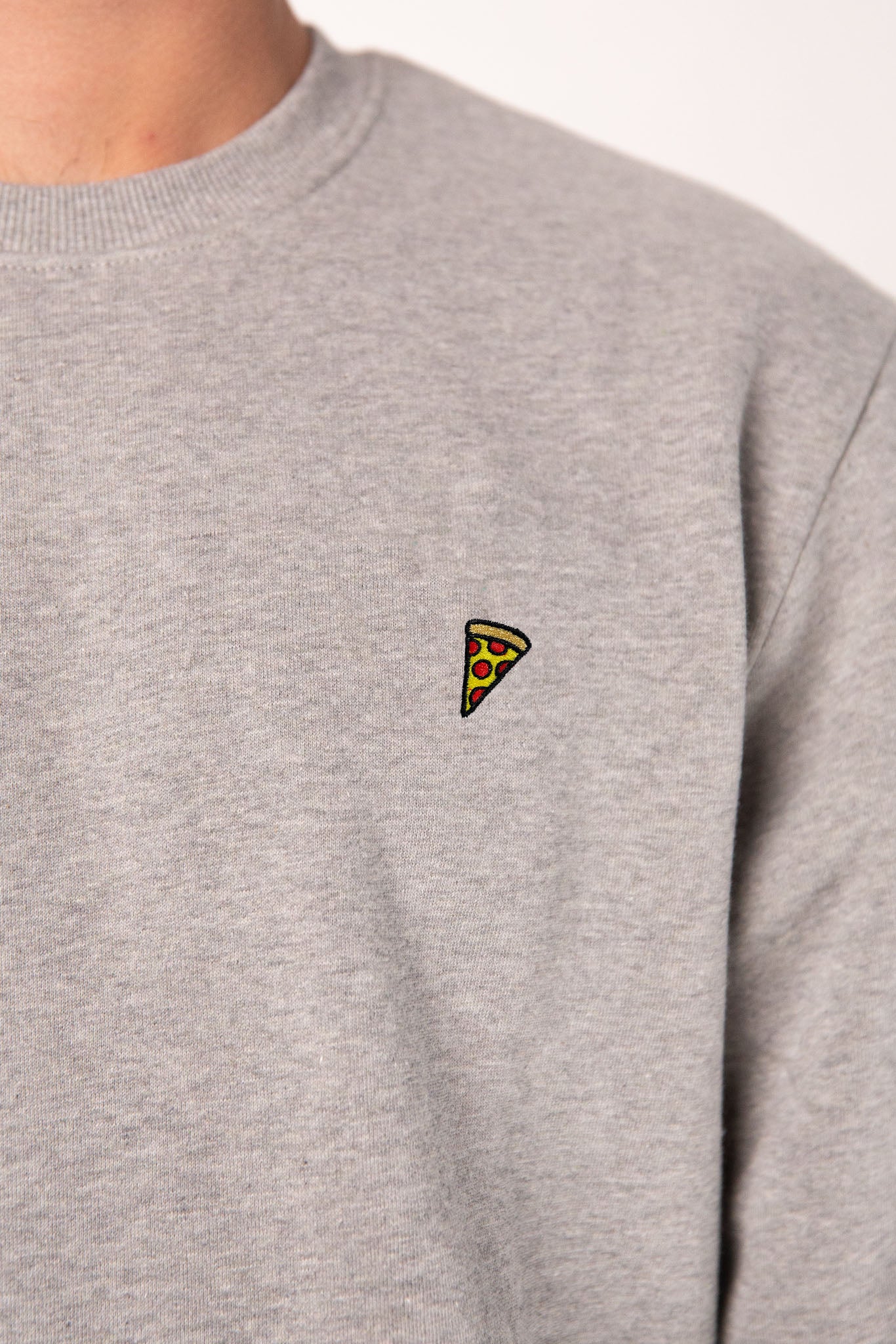 Pizza | Bestickter Bio-Baumwoll Männer Pullover