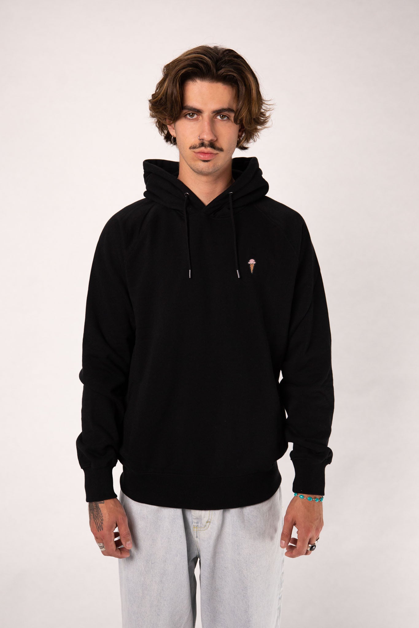 Eis| Bestickter Bio-Baumwoll Männer Hoodie