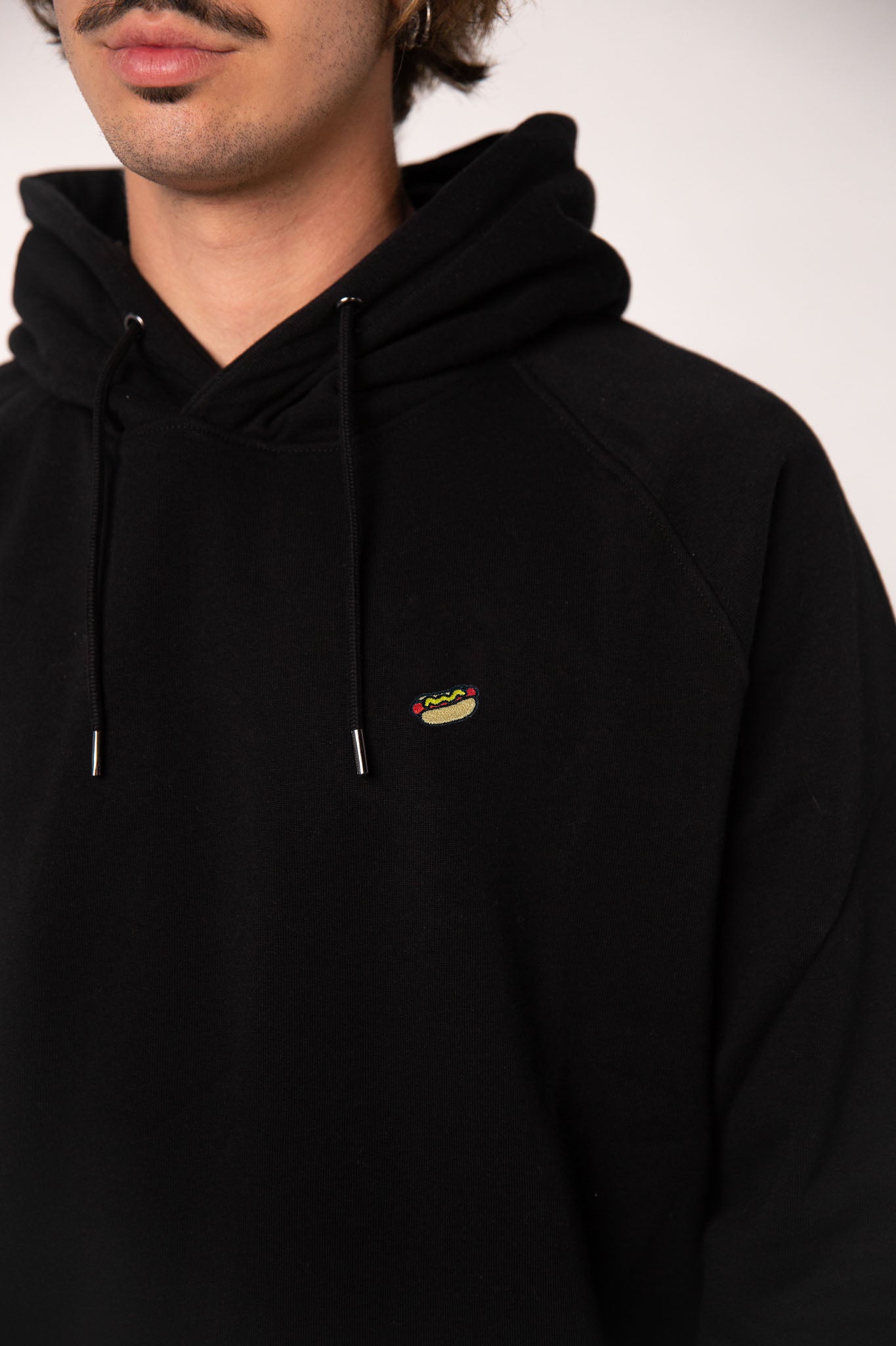 Hot Dog | Bestickter Bio-Baumwoll Männer Hoodie