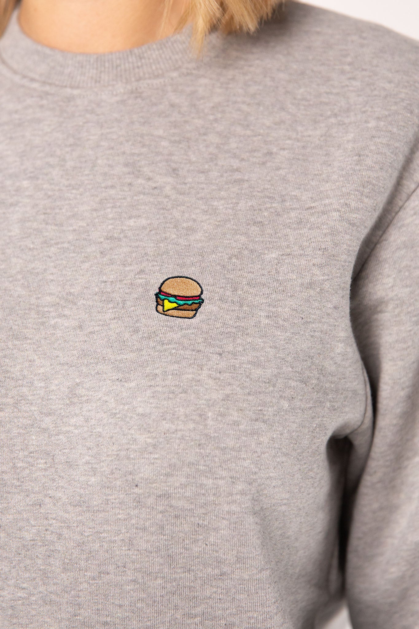 Burger | Bestickter Bio-Baumwoll Frauen Pullover