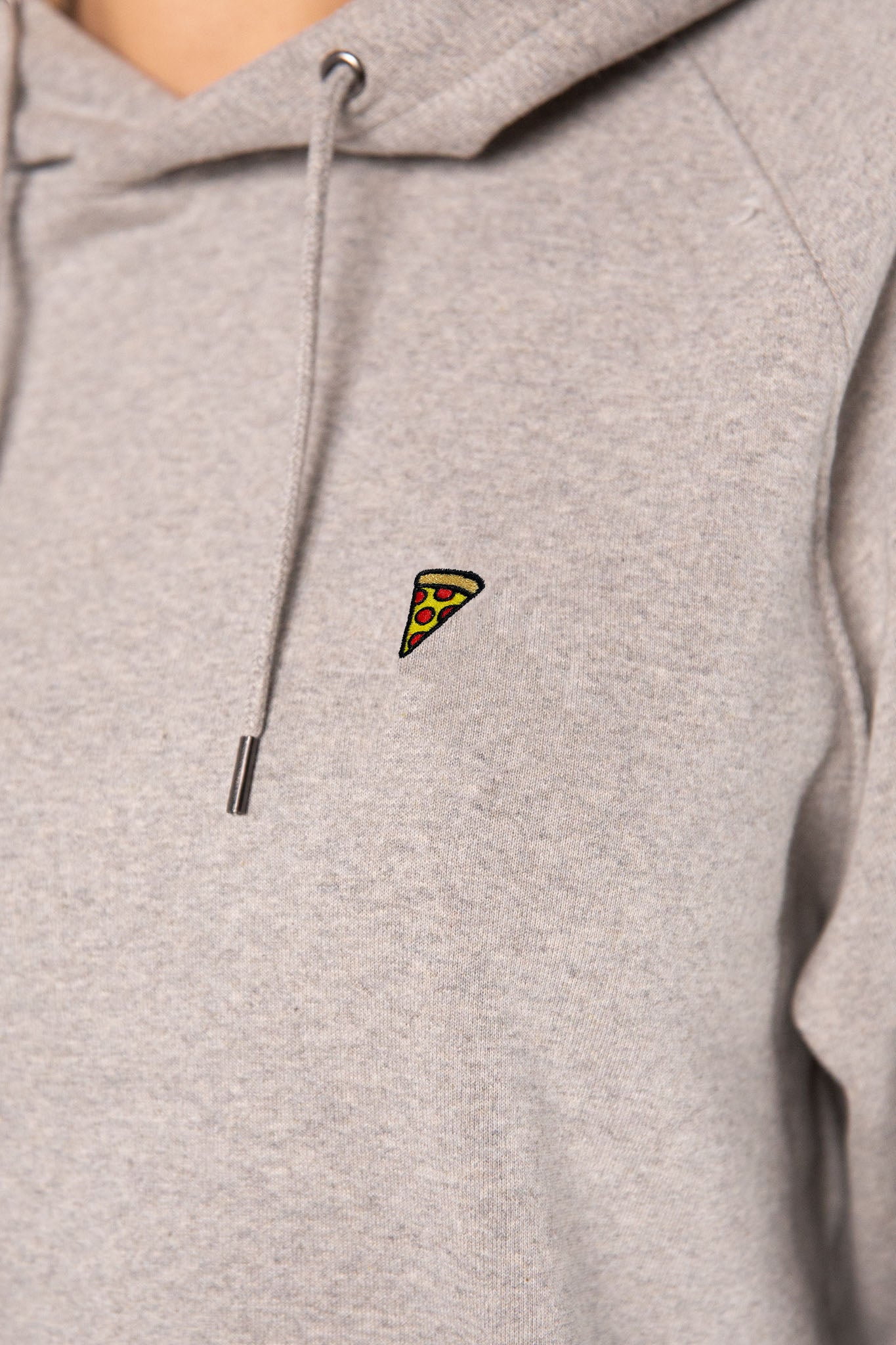 Pizza | Bestickter Bio-Baumwoll Frauen Hoodie