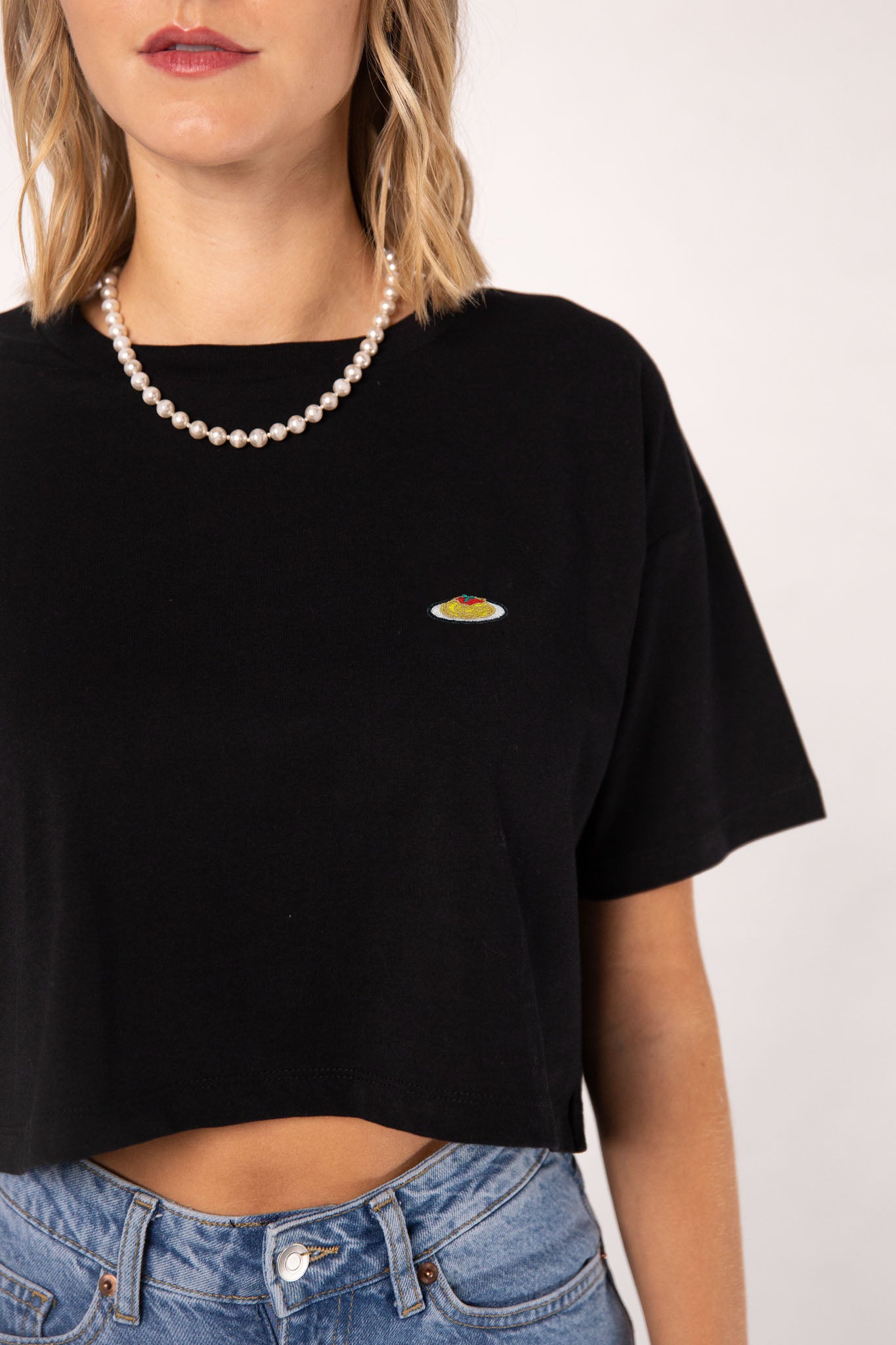 Pasta | Besticktes Bio Baumwoll Crop Top