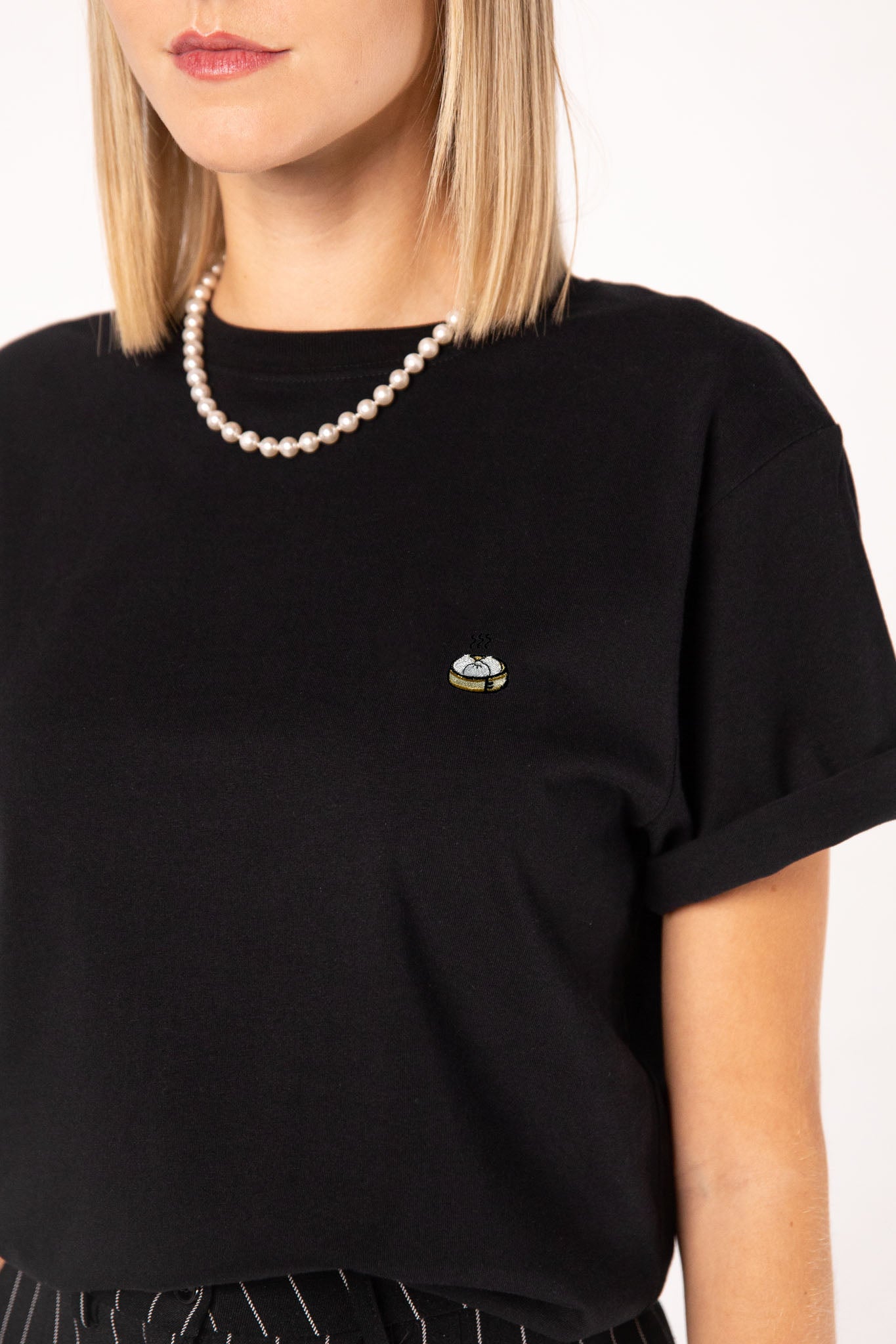 Dumplings | Besticktes Frauen Oversized Bio Baumwoll T-Shirt