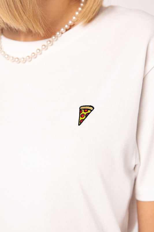 Pizza | Besticktes Frauen Oversized Bio Baumwoll T-Shirt